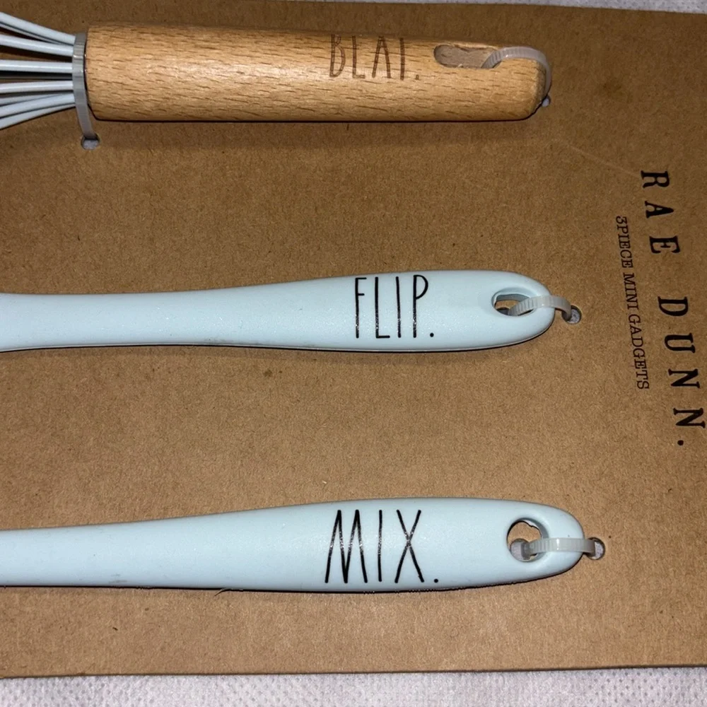 Rae Dunn 3 Piece Mini Kitchen Gadgets Tools Beat Flip Mix Silicone Rubber